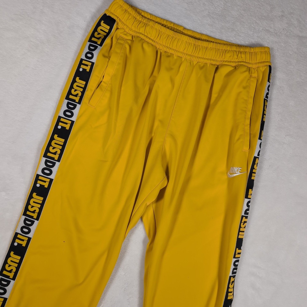 Nike Sportswear JDI Track Pants Mens XL Yellow Just Do It Tape Logo CJ4785-739
